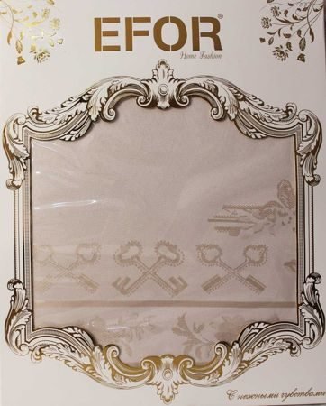 Скатерть прямоугольная Efor ZUMRUT жаккард золотисто-бежевый 160х220, фото, фотография