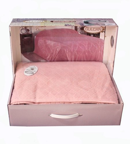 Махровая простынь для укрывания Gulcan JUNIPER хлопок розовый 200х220, фото, фотография