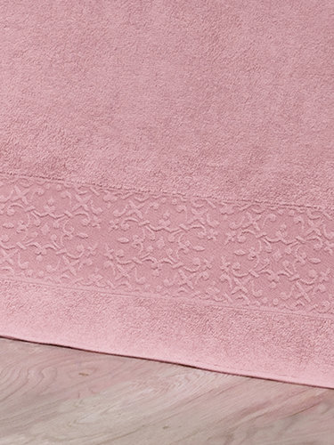 Махровая простынь-покрывало для укрывания Karna MELEN хлопок грязно-розовый 160х220, фото, фотография