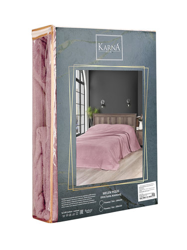 Махровая простынь-покрывало для укрывания Karna MELEN хлопок грязно-розовый 200х220, фото, фотография