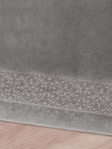 Махровая простынь-покрывало для укрывания Karna MELEN хлопок серый 200х220, фото, фотография