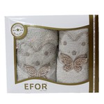 Подарочный набор полотенец для ванной 50х90, 70х140 Efor ANGEL хлопковая махра бежевый, фото, фотография