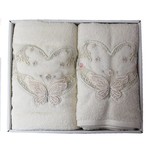 Подарочный набор полотенец для ванной 50х90, 70х140 Efor ANGEL хлопковая махра кремовый, фото, фотография