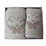 Подарочный набор полотенец для ванной 50х90, 70х140 Efor ANGEL хлопковая махра кремовый, фото, фотография