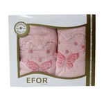 Подарочный набор полотенец для ванной 50х90, 70х140 Efor ANGEL хлопковая махра розовый, фото, фотография