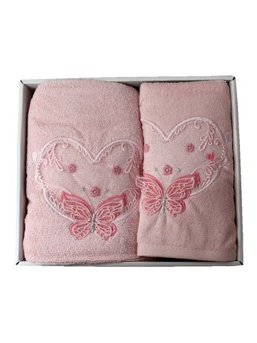 Подарочный набор полотенец для ванной 50х90, 70х140 Efor ANGEL хлопковая махра розовый, фото, фотография
