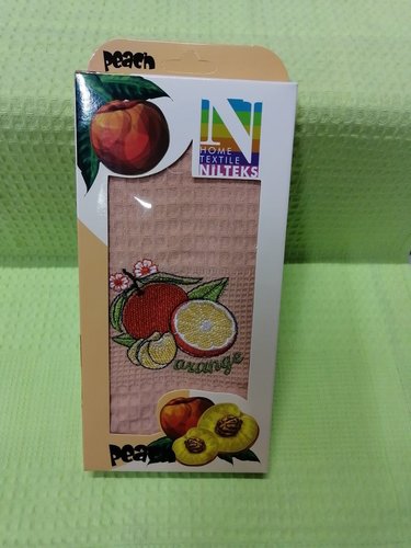 Кухонное полотенце в подарочной упаковке Nilteks хлопковая вафля апельсин 40х60, фото, фотография