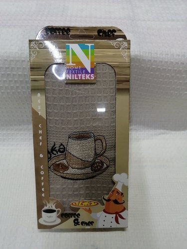 Кухонное полотенце в подарочной упаковке Nilteks хлопковая вафля кофе 40х60, фото, фотография