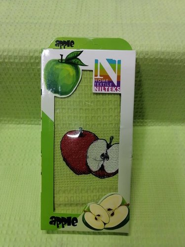 Кухонное полотенце в подарочной упаковке Nilteks хлопковая вафля яблоко 40х60, фото, фотография