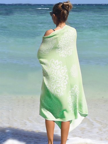 Полотенце пештемаль для пляжа, сауны, бани Begonville BAMBOO FAUNA бамбук/хлопок green 100х180, фото, фотография
