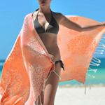 Полотенце пештемаль для пляжа, сауны, бани Begonville BAMBOO FAUNA бамбук/хлопок orange 100х180, фото, фотография
