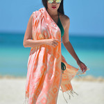 Полотенце пештемаль для пляжа, сауны, бани Begonville BAMBOO JOY бамбук/хлопок orange 100х180, фото, фотография