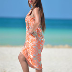 Полотенце пештемаль для пляжа, сауны, бани Begonville BAMBOO LEGACY бамбук/хлопок orange 100х180, фото, фотография