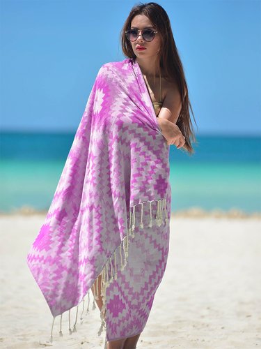 Полотенце пештемаль для пляжа, сауны, бани Begonville BAMBOO VIVE бамбук/хлопок purple 100х180, фото, фотография