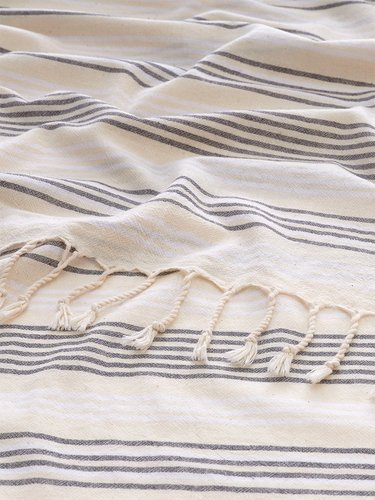 Полотенце пештемаль для пляжа, сауны, бани Begonville BREEZE LOU хлопок black 90х180, фото, фотография