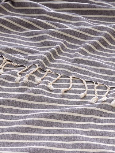 Полотенце пештемаль для пляжа, сауны, бани Begonville BREEZE EMILIA хлопок black 90х180, фото, фотография