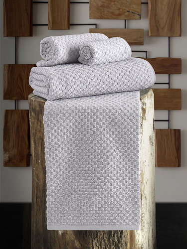 Полотенце для ванной Karna DAMA хлопковая махра серый 50х90, фото, фотография
