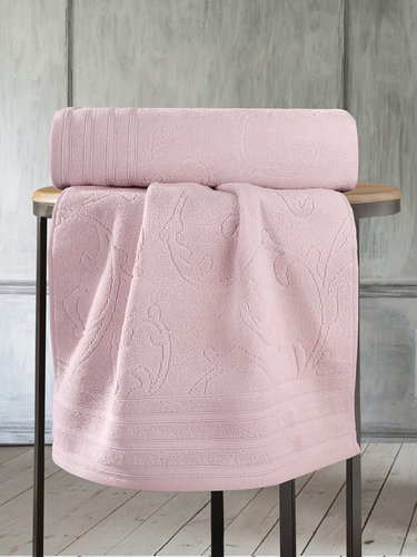 Полотенце для ванной Karna NEVA хлопковая махра пудра 70х140, фото, фотография