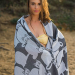 Полотенце пештемаль для пляжа, сауны, бани Begonville COTTON MEOWEE хлопок black 100х180, фото, фотография