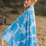 Полотенце пештемаль для пляжа, сауны, бани Begonville COTTON MEOWEE хлопок blue 100х180, фото, фотография