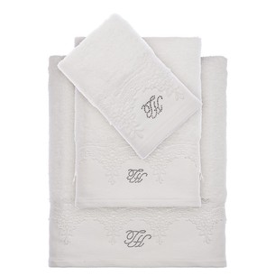 Подарочный набор полотенец для ванной 3 пр. + спрей Tivolyo Home JULIET хлопковая махра кремовый