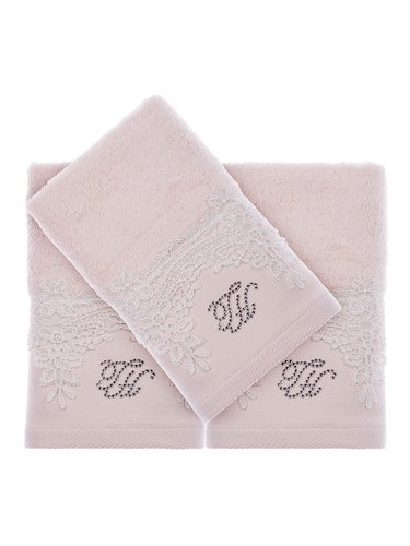 Набор полотенец для ванной в подарочной упаковке 30х50 3 шт. Tivolyo Home JULIET хлопковая махра розовый, фото, фотография