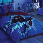 Детское постельное белье светящееся TAC SPIDERMAN LIGHT CITY хлопковый ранфорс 1,5 спальный, фото, фотография