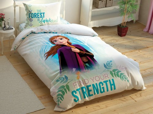 Детское постельное белье светящееся TAC FROZEN 2 DOUBLE ANNA хлопковый ранфорс 1,5 спальный, фото, фотография
