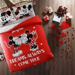 Детское постельное белье светящееся TAC MINNIE MICKEY DREAMS хлопковый ранфорс евро, фото, фотография