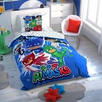 Детское постельное белье светящееся TAC PJ MASKS HERO хлопковый ранфорс 1,5 спальный, фото, фотография