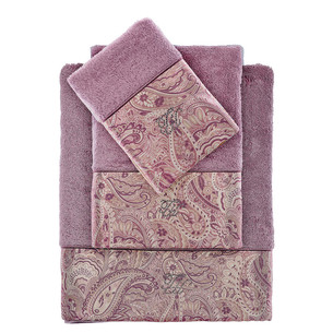 Подарочный набор полотенец для ванной 2 пр. Tivolyo Home ETTO хлопковая махра фиолетовый