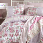 Постельное белье Istanbul Home Collection COTTON LIFE LISA ранфорс розовый евро, фото, фотография