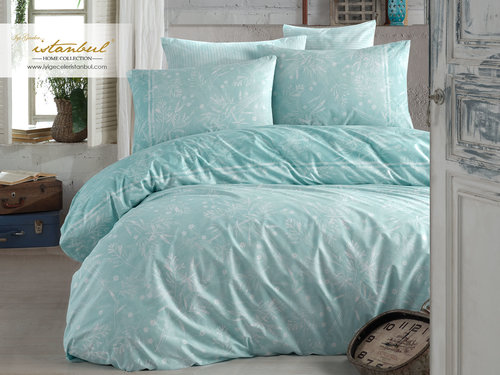 Постельное белье Istanbul Home Collection RANFORCE DAFNE хлопковый ранфорс мятный евро, фото, фотография