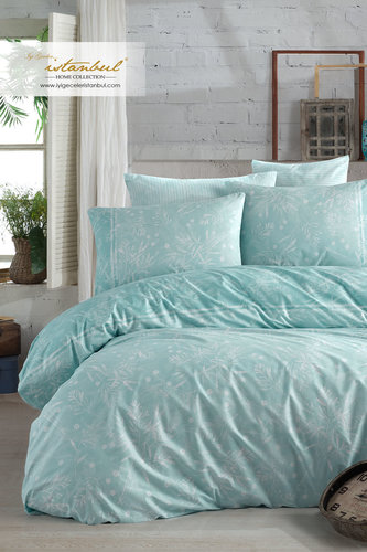 Постельное белье Istanbul Home Collection RANFORCE DAFNE хлопковый ранфорс мятный евро, фото, фотография