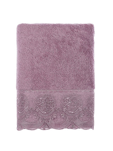 Подарочный набор полотенец для ванной 2 пр. Tivolyo Home DIAMANT хлопковая махра фиолетовый, фото, фотография