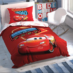 Детское постельное белье светящееся TAC CARS SHINY ROAD хлопковый ранфорс 1,5 спальный, фото, фотография