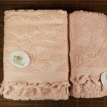 Набор полотенец для ванной в подарочной упаковке 2 пр. Pupilla ELIZ хлопковая махра розовый, фото, фотография