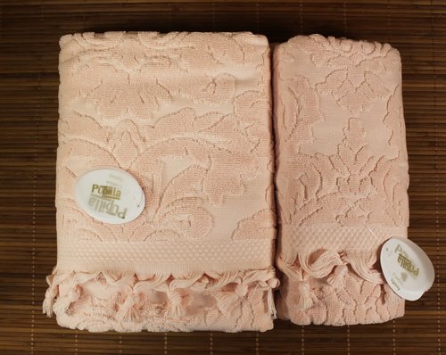 Набор полотенец для ванной в подарочной упаковке 2 пр. Pupilla ELIZ хлопковая махра розовый, фото, фотография
