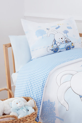 Набор в кроватку для новорожденных с пледом Ozdilek DAY голубой, фото, фотография