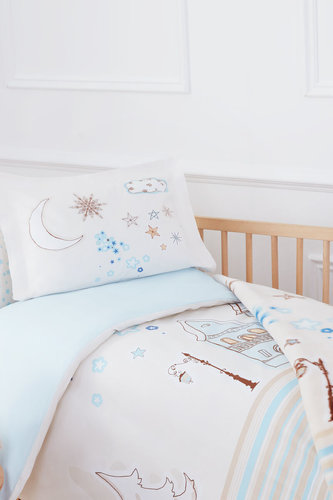 Набор в кроватку для новорожденных с пледом Ozdilek STELLA голубой, фото, фотография
