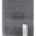 Полотенце для ванной Karna FLOW хлопковая махра тёмно-серый 50х90, фото, фотография