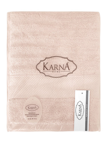 Полотенце для ванной Karna FLOW хлопковая махра пудра 70х140, фото, фотография