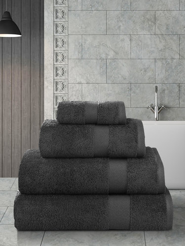 Полотенце для ванной Karna AREL хлопковая махра тёмно-коричневый 50х100, фото, фотография