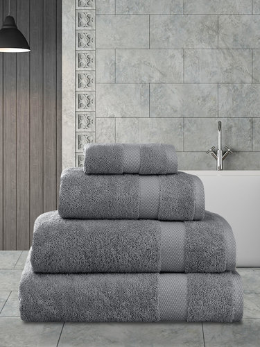 Полотенце для ванной Karna AREL хлопковая махра серый 30х50, фото, фотография