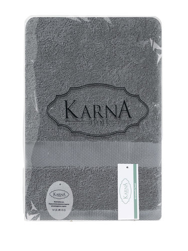 Полотенце для ванной Karna AREL хлопковая махра серый 50х100, фото, фотография