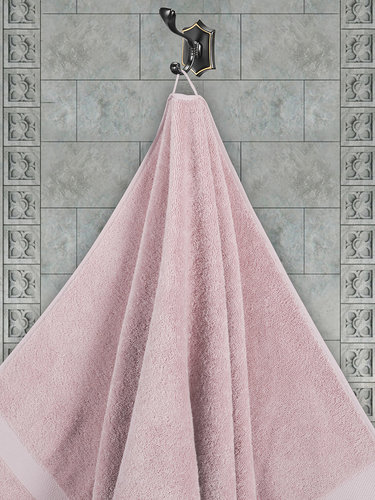 Полотенце для ванной Karna AREL хлопковая махра грязно-розовый 70х140, фото, фотография