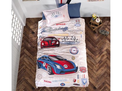 Детское постельное белье Clasy GARAGE хлопковый ранфорс 1,5 спальный, фото, фотография