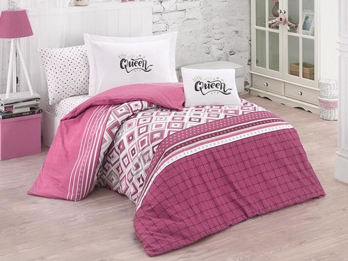 Детское постельное белье Clasy LITTLE QUEEN хлопковый ранфорс розовый 1,5 спальный, фото, фотография