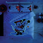 Детское постельное белье светящееся TAC MINNIE & MICKEY LOVE DAY хлопковый ранфорс евро, фото, фотография