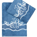 Подарочный набор полотенец для ванной 50х90, 70х140 Karna ADVEN хлопковая махра небесный синий, фото, фотография